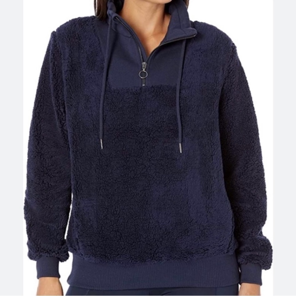 Sweaty Betty Navy Blue Quarter Zip Sherpa Pullover Sweatshirt Size 8 (M)